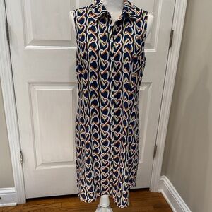 CAbi Navy Heart Pattern Midi Dress